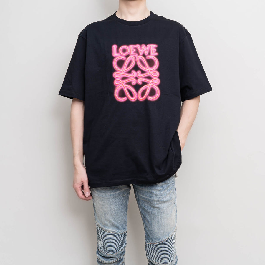 LOEWE Neon Anagram Cotton T-Shirt BLACK – dot bianco